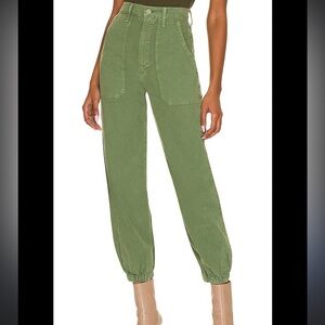 MOTHER The Wrapper Patch Springy Ankle in Chalk Avocado